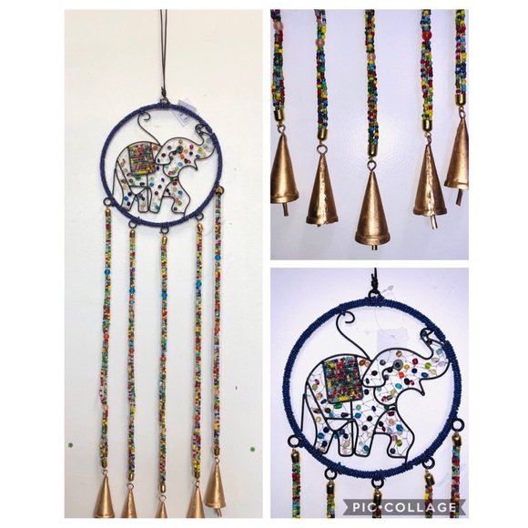 Zen India Decor Other - SALE‼️BOHO Decor Beaded Elephant And Bell